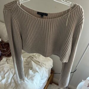 Cream/tan cropped scoopneck sweater, women’s size L